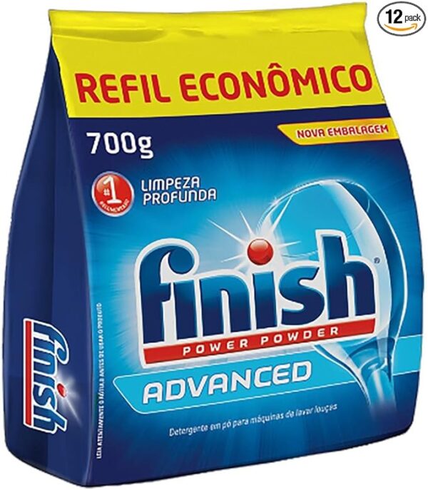 Finish Advanced Detergente para Lava Louças em Pó, Limpeza Profunda, Refil 700g