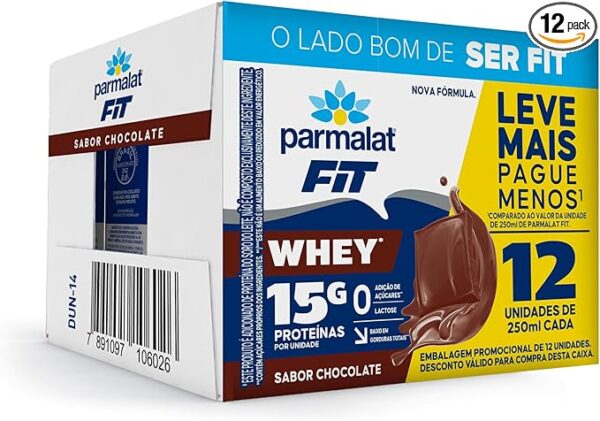 Parmalat Fit Bebida Proteica Chocolate 15g de Proteína 250mL – 12 Unidades